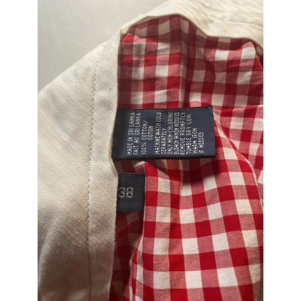 Polo Ralph Lauren Suffield Shorts Mens 38 Red White Gingham Plaid Cotton Flat